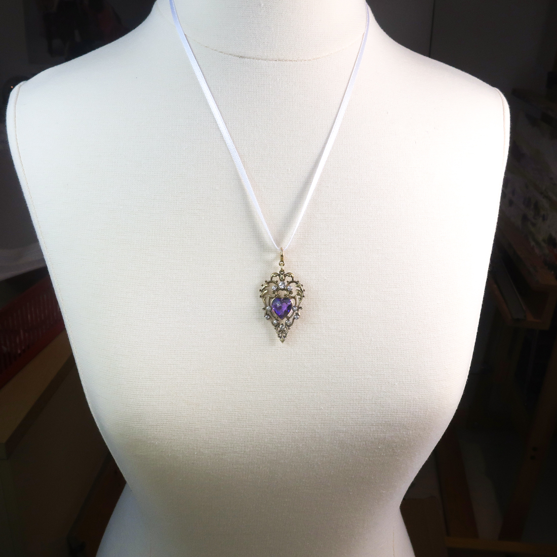 Antique Amethyst Diamond Pendant Vintage 1920's 5.17ct t.w. Edwardian