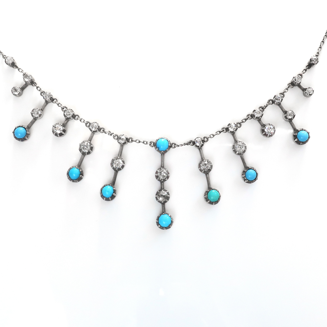 Antique Turquoise Diamond Necklace Circa 1890's Victorian 3.20ct t.w ...