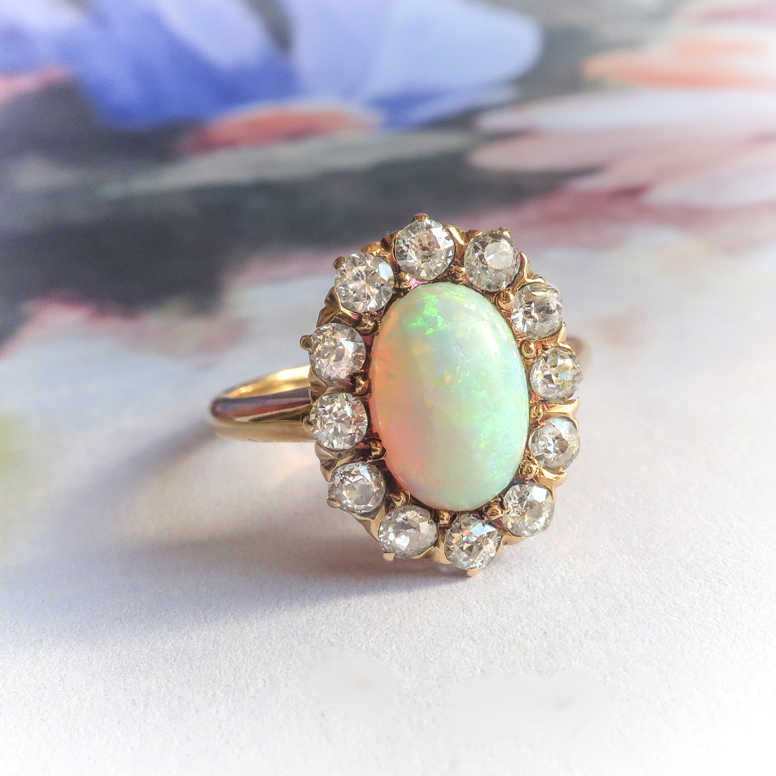 Antique Opal Diamond Ring 1900's Vintage 1.93ct t.w. Natural Opal Old ...