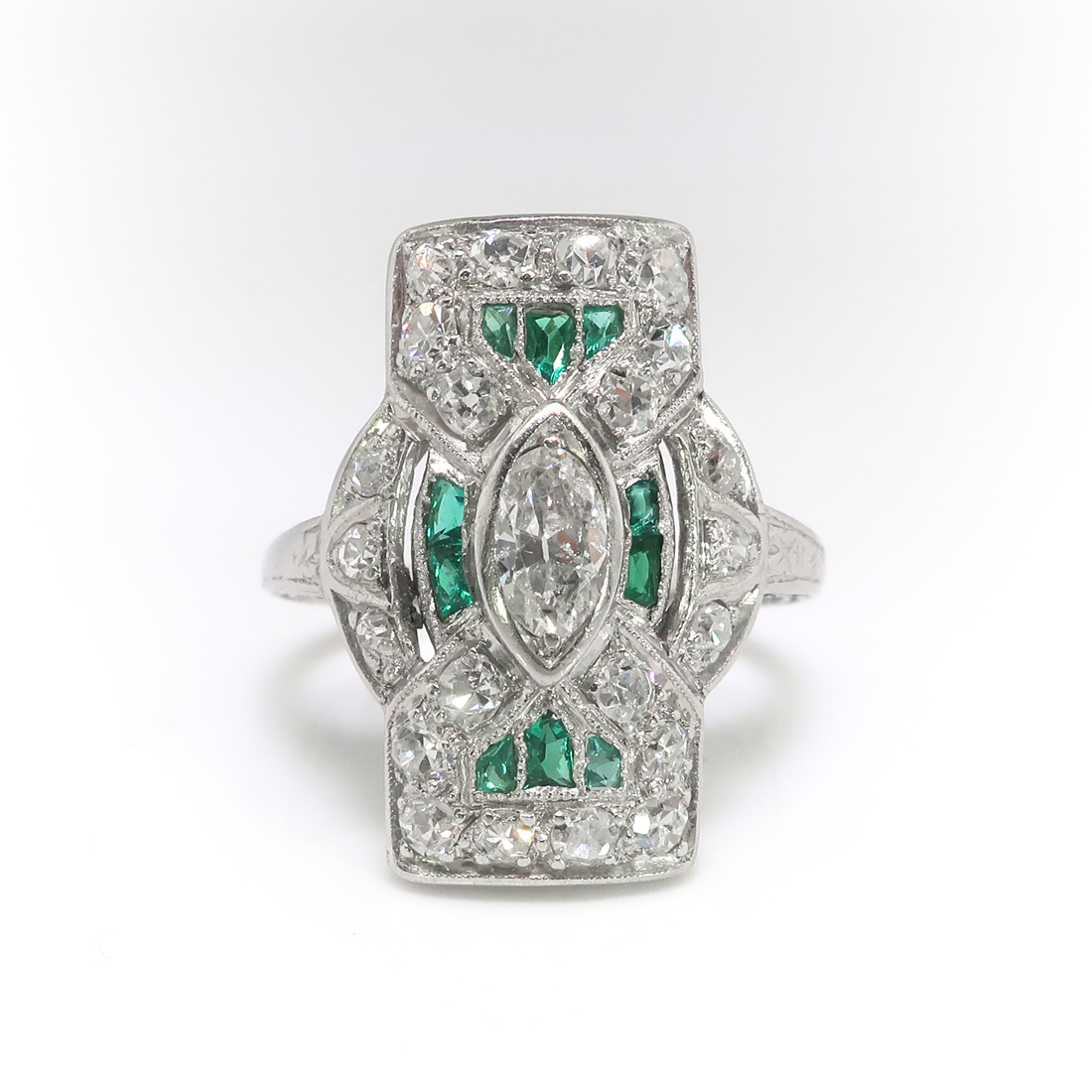 Art Deco Diamond Ring Vintage Circa 1930's .94ct t.w. Marquise Diamond ...