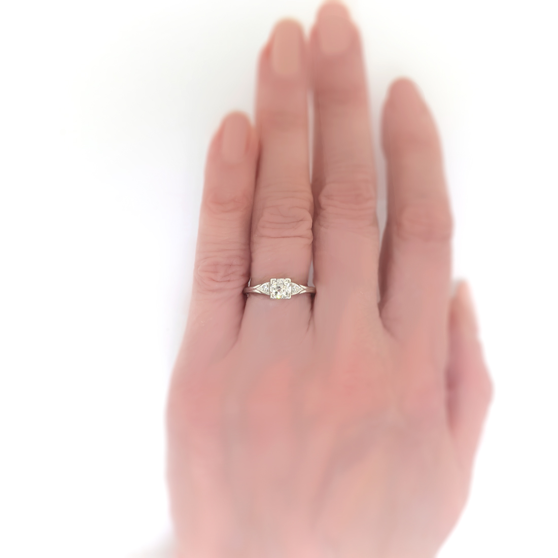 Art Deco Diamond Engagement Ring Circa 1930's .46ct.tw. Wedding Three ...