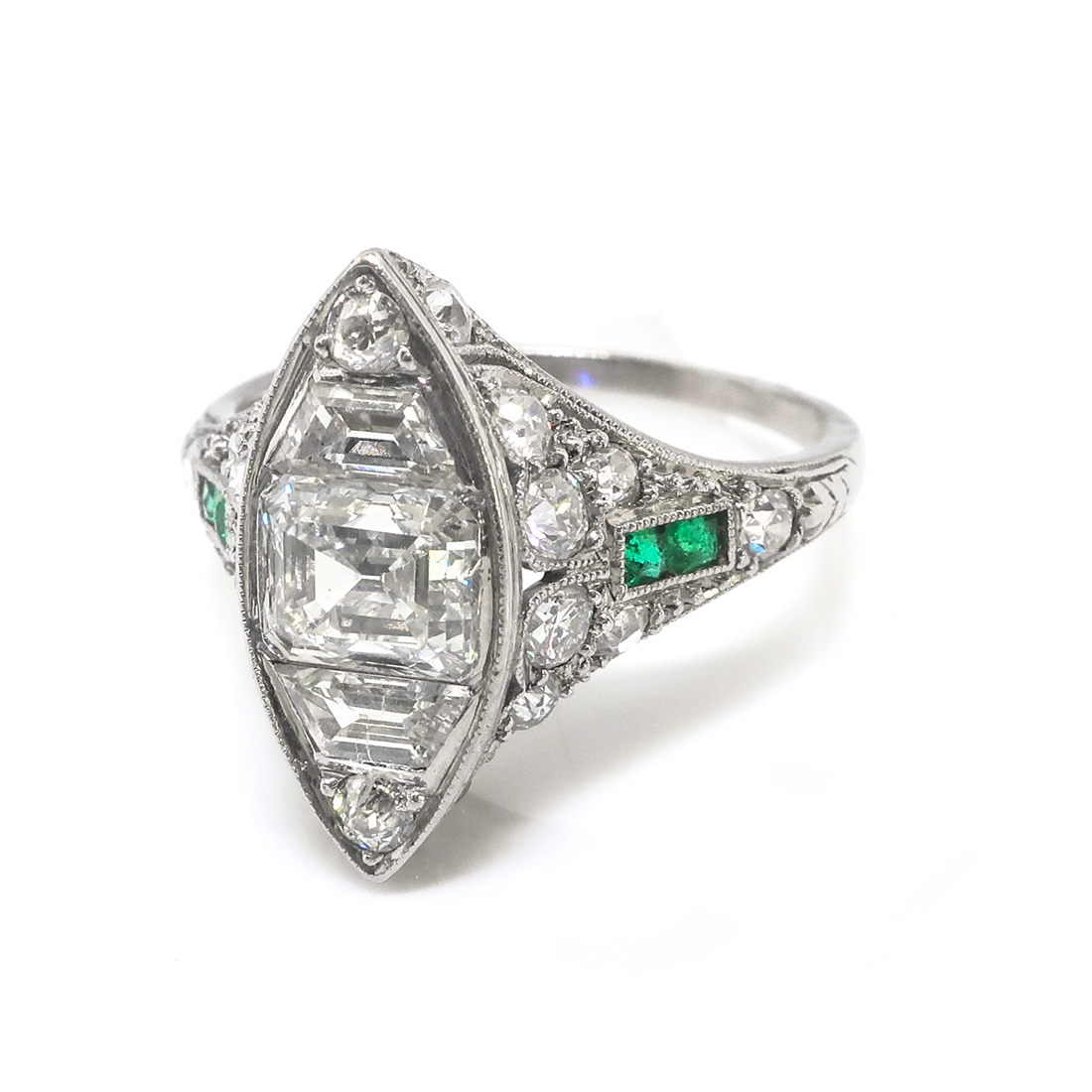 Art Deco Engagement Ring Vintage 1920's 2.22ct t.w. Green Emeralds ...