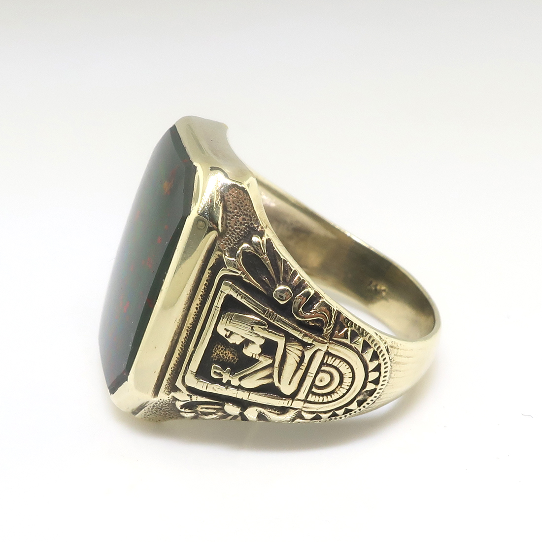 Antique Bloodstone Ring with Engraved Details – Gem Set Love
