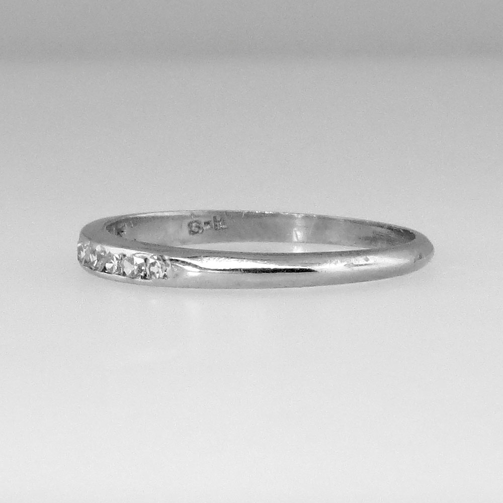 Delicate Thin 1930's Diamond Wedding Band Platinum