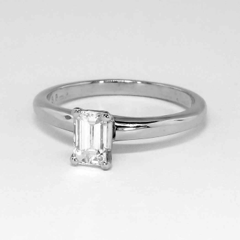 Timeless 1970's Perfect .59ct Emerald Cut Diamond Solitaire Engagement ...