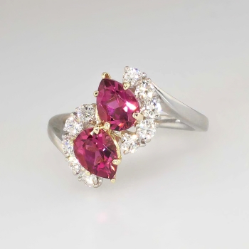 Beautiful 1960's Pink Tourmaline & Diamond Bypass Ring 18k | Antique ...