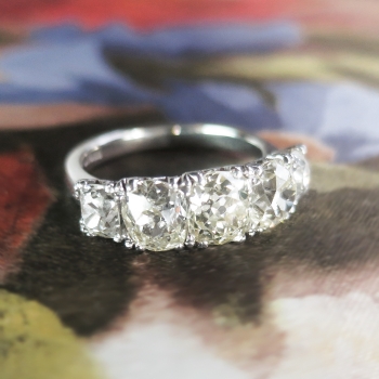 Glittering 3.49ct t.w. 1920's Anniversary Five Stone Old Cut Diamond ...