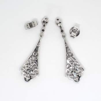 earrings estate 18k filigree 44ct chandelier drop diamond gold 1990