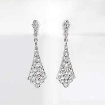 gold earrings estate 18k 44ct filigree chandelier drop diamond 1990