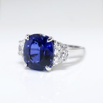 Vintage Sapphire Diamond Ring 6.61ct t.w. Estate Blue Sapphire & Half ...