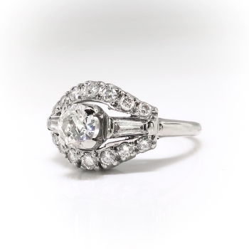 ring diamond 08ct 14k circa engagement retro gold 1950