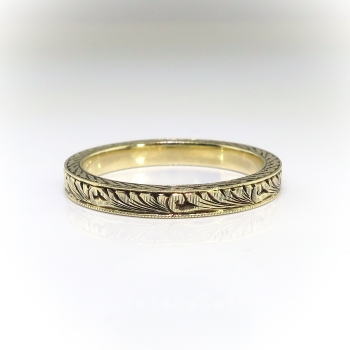 ring antique stacking engraved 14k deco band yellow hand gold 1930