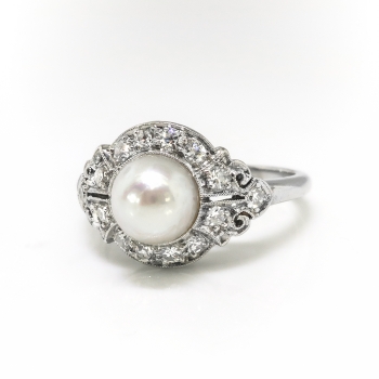 ring 30ct birthstone platinum circa engagement pearl diamond 1940