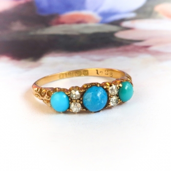 stacking diamond ring 18k 06ct promise nouveau anniversary band yellow gold antique circa turquoise 1900 mouse