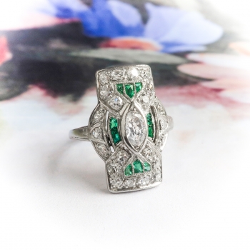 Art Deco Diamond Ring Vintage Circa 1930's .94ct t.w. Marquise Diamond ...