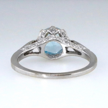 Estate Blue Topaz & Diamond Crown Solitaire Ring 18k | Antique & Estate ...