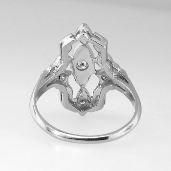 Art Deco Platinum Old Diamond Navette Ring | Antique & Estate Jewelry ...