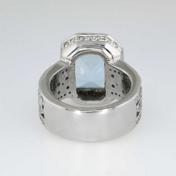Gorgeous Estate 6.55ct Emerald Cut Aquamarine & Diamond Ring | Antique ...