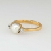 Elegant 1940's Pearl & Old Mine Cut Diamond Swedish Three Stone Ring 18k/SS