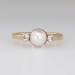 Elegant 1940's Pearl & Old Mine Cut Diamond Swedish Three Stone Ring 18k/SS