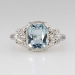 Pretty Art Deco 1.36ct t.w. Fancy Cut Aquamarine & Diamond Filigree Ring 14k