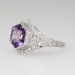 Rare 3.61ct t.w. 1930's Hexagon Amethyst & Old European Cut Diamond Filigree Ring Platinum