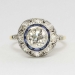 Amazing Antique 1.65ct t.w. Old European Cut Rose Cut Diamond & Blue Stone Halo Engagement Ring 18k/Platinum