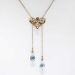 Lovely 4ct t.w. 1940's Aquamarine Briolette & Seed Pearl Lariat Necklace 14k