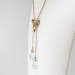 Lovely 4ct t.w. 1940's Aquamarine Briolette & Seed Pearl Lariat Necklace 14k