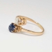 Antique Victorian 1890's Blue Sapphire & Old Mine Cut Diamond Bypass Engagement Birthstone Anniversary 18k Rose Yellow Gold