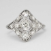 Lacey Glittering 1930's .60ct t.w. Old European Cut Diamond Navette Ring Platinum