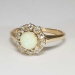 Lovely 1890's Opal & Old Mine Cut Diamond Halo Ring 14k