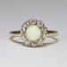 Lovely 1890's Opal & Old Mine Cut Diamond Halo Ring 14k