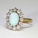 Perfect 1890's 2.5ctw Opal & Old European Cut Diamond Halo Ring 18k