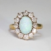 Perfect 1890's 2.5ctw Opal & Old European Cut Diamond Halo Ring 18k