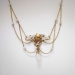 Romantic Art Nouveau Festoon Freshwater Baroque Pearl & Old European Cut Diamond Necklace 14k