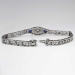 Intricate Art Deco Old European Cut Diamond, Lab Sapphire & Filigree White Gold Bracelet 14k