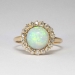 Pristine 1890's 1.88ctw Opal & Old European Cut Diamond Halo Ring 14k