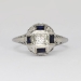 Art Deco Delicate .20ct t.w. Diamond Sapphire Filigree Engagement Ring 14k