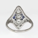 Vintage Diamond Sapphire Ring Art Deco 1930's Old European Cut Diamond Blue Sapphire Filigree Cocktail Birthstone Anniversary Ring Platinum