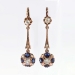 Art Deco 2.94ct t.w. Old Mine Cut Diamond & Natural Sapphire Chandelier Earrings 18k Rose Gold