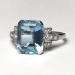 Geometrical Elegance 4.64ct t.w. 1940's Emerald Cut Aquamarine & Diamond Ring Platinum