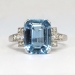 Geometrical Elegance 4.64ct t.w. 1940's Emerald Cut Aquamarine & Diamond Ring Platinum