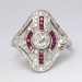Stunning 1920's Edwardian 1.34ct t.w. Diamond & Ruby Platinum Ring