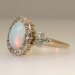 Original Art Nouveau Opal & Old Mine Cut Diamond Ring 14k