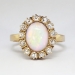 Lovely 1900's 2ctw Opal & Old European Cut Diamond Halo Ring 14k