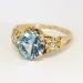 Pretty 2.02ct t.w. 1940's Blue Topaz & Old Mine Cut Floral Diamond Ring 14k