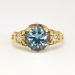 Pretty 2.02ct t.w. 1940's Blue Topaz & Old Mine Cut Floral Diamond Ring 14k