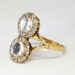Mystical Art Nouveau 2.50ct t.w. Double Moonstone & Old Mine Cut Diamond Ring 10k