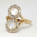 Mystical Art Nouveau 2.50ct t.w. Double Moonstone & Old Mine Cut Diamond Ring 10k